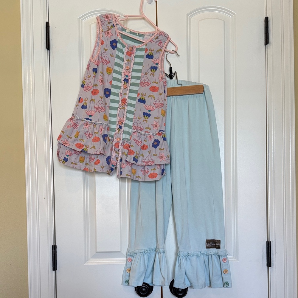 Matilda Jane Floral and Light Blue Kids Matching Set